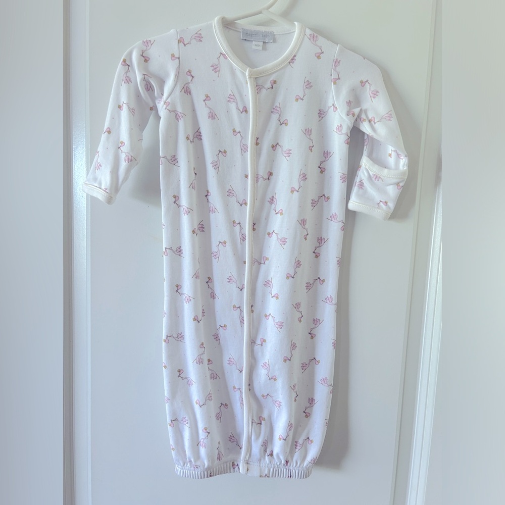 NWOT Magnolia Baby Worth the Wait Converter Baby Gown Pink Storks Pima Cotton